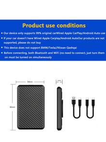 XUDA Adaptador mini 3-en-1 de sistema Android 14 con CarPlay y Android Auto inalámbrico, 2GB RAM + 16GB ROM, plug and play, sistema Android abierto con aplicaciones preinstaladas, compatible con iPhone iOS 10+ / Android 11.0+, se adapta al 98% de los vehículos - Negro - Ver 3