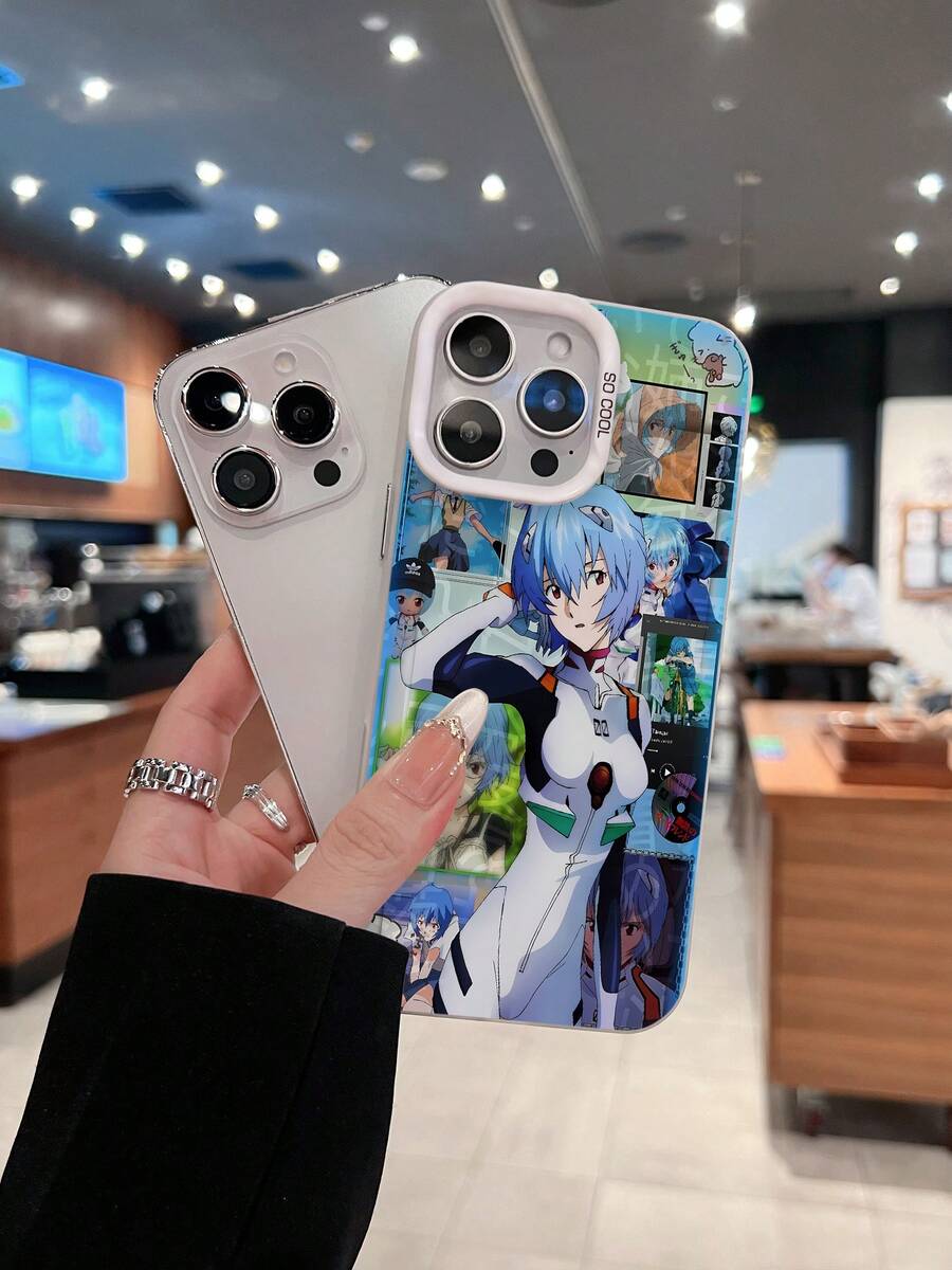 Funda para teléfono con collage de chicas anime. Compatible con teléfonos ,  17,  16 Pro Max,  15 Pro Max,  13 y  12. Fabricada en TPU para una protección eficaz contra golpes y caídas. Un regalo ideal para amantes del anime, familiares, amigos y para cualquier ocasión. - Plateado - Ver 1