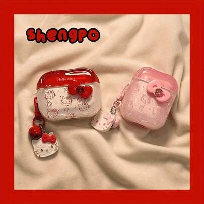  Sanrio Heltty 耳机保护套，适用于 1/2/3/4/Pro/Pro2/Pro3 无线蓝牙耳机，蝴蝶结设计，Hello Kitty 苹果耳机保护套，蓝牙耳机保护套，蝴蝶结设计保护套，Hello Kitty 蝴蝶结主题保护套，卡通主题保护套，防刮保护套。
