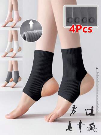 4只装踝关节支撑套，男女通用运动关节稳定器，足踝保护套，透气材质，可搭配鞋子穿着，适合瑜伽、足球、篮球、跑步等运动。