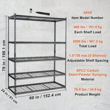 60x24 X78in 5-Tier Heavy Duty Garage Shelving Units Adjustable Storage Shelves - 1 - View 7