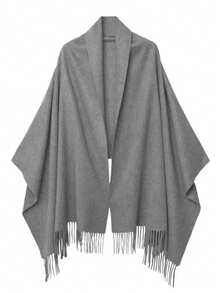 Stylish Casual Winter Scarf 230g With Fringes - 深灰色 - 查看 1