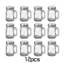 6/12pcs Mini Handled Cups, Espresso Glass Cups, Portable Espresso And Camping Glass Bottles - Mini Coffee Bottles With Small Handles, Glass With Lids, High-Quality Ins Style, Spice Jars/Condiment Bottles - Multicolor - View 13