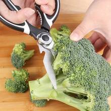 1 Piece Of Multifunctional Kitchen Scissors In Black, With A Non Slip Soft Rubber Handle That Conforms To Ergonomics, Used For Chicken Segmentation, Fish Bone Cutting, Vegetable Shredding, And Food Packaging - màu đen - Xem 9