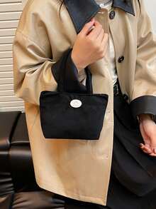 Small Tote Bag, 2025 New Vegetable Basket Tote Bag, Commuting Tote Bag, Office And Outdoor Snack Tote Bag - Black - View 5