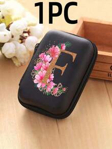 1 Stück Blumen A-Z Buchstaben PU Leder Aufbewahrungsbox, Kartenhalter, Ausweis/Namenskarten Organizer, geeignet für Reisen, Digitalzubehör, Kopfhörertasche - Verschiedenfarbig - Übersicht 62