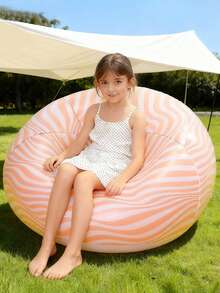 1 pieza Sofá para niños de exterior, silla de camping portátil y fácil de almacenar, sillón reclinable multifuncional, sofá perezoso a rayas naranja, adecuado para diversas ocasiones - Naranja - Ver 2