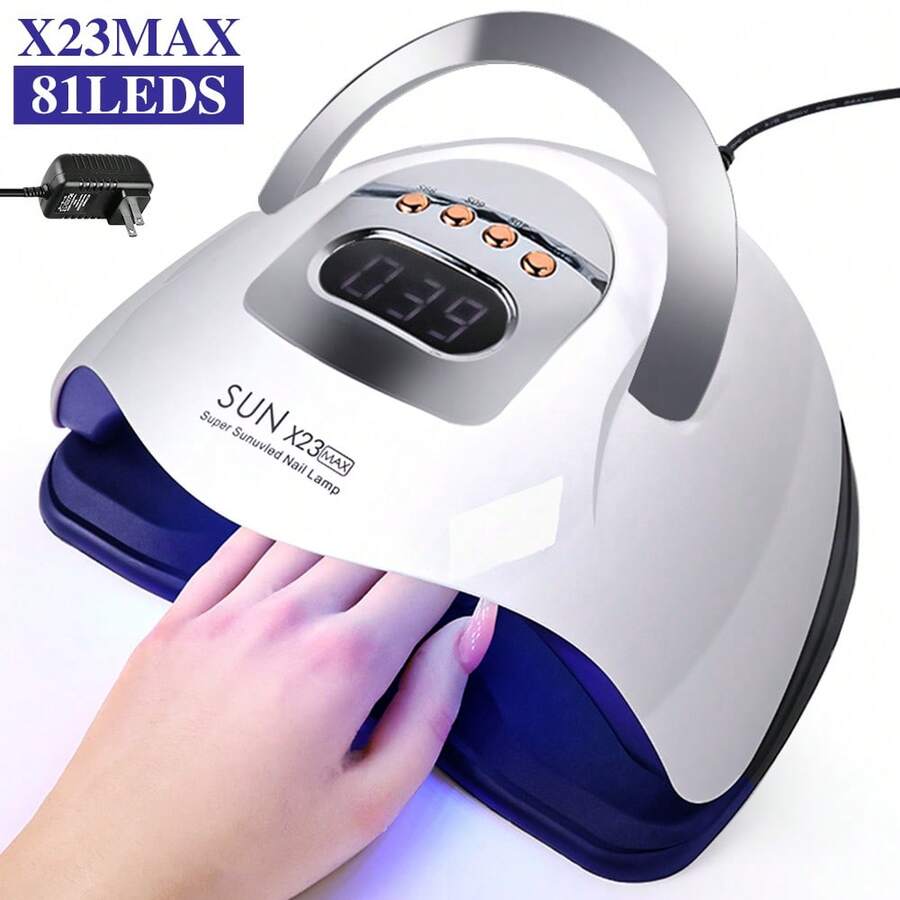 SUN X23MAX 81 LED UV Nail Lamp, High Power Fast Curing Lamp With Detachable Base, Professional Portable Nail Dryer For Salon And Home Use, EU/US Plug - Valentine's Day Gift, Christmas Gift