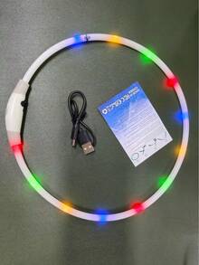 IPX7 Waterproof LED Dog Collar, Rechargeable Flashing Collar, Adjustable Size Safety Collar Light For Night Walking - Multicolor - View 11