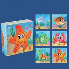 6-Sided Wooden Cube Puzzle, 9pcs Cubes With Ocean Animal Theme, Children's Educational Toy To Develop Focus, Categorization And Logical Thinking Skills, Great Gift Idea - Multicolor - View 12