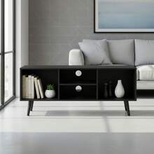 KIWI Sideboard With 4 Compartments, 110x29x47 Cm, Wooden TV Stand With Shelves, Modern Bookcase, Various Colors Available - Black - View 5