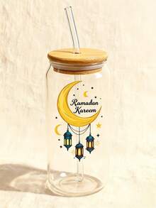 500ml/16.91oz Large Capacity Straw Glass Cup, Middle Eastern Ramadan Coffee Straw Tumbler, Juice & Sparkling Water Glass Straw Cup - Best Gift For Friends! - Multicolor - View 4