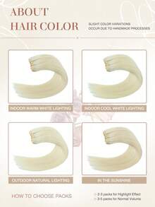 Sew In Hair Extensions Real Human Hair Remy Weft Straight Human Hair Bundles Hand Tied Double Weft Hair Sew In Weft Hair Extensions Human Hair Halloween Costumes For Holiday Festival Essentials Bride Festival Gift - S60 - View 7