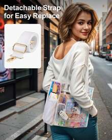 Clear Tote Bag Stadium Approved – Transparent Handbag With Pouch For Concerts And Sports - Trắng 002AAD - Xem 5