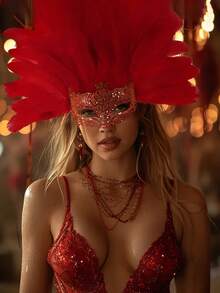 2pcs/Set Carnival Party Performance Mask And Headpiece Set, Valentine's Day Costume