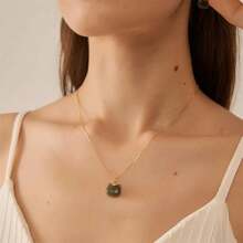 Green Natural Jade Necklace, Cat Shape Jade Pendant For Women, Jade Jewelry For Women Lucky Gifts For Girls Women (925 Sterling Silver With Gold Plated),30244830
