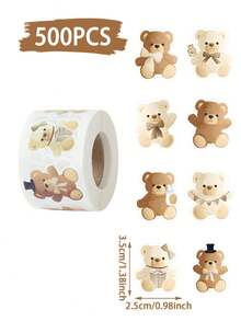 500pcs Brown Bear Stickers, Birthday Supplies, Baby Shower Decorations, Gender Reveal Party Decorations, Bear Themed Party Favors, Planning Stickers, Gift Bag Seals, Envelopes & Cards Stickers, Wedding Decorations, Gift Wrapping Stickers, Party Cup & Bottle Decor, Books & Magazines, Party Favor Bag Fillers, Firetruck Decorations, Birthday Gifts, Party Favors - Brown Bear - View 5