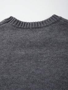 ANDREILEE Men's Casual Loose Fit Pullover Sweater, Lightweight Knitted Crew Neck Sweatshirt With Graphic Print, Suitable For Spring, Autumn And Winter - Grey - View 9