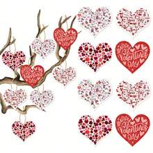 1set/8pcs,Romantic Valentine'S Day Paper Heart-Shaped Decorative Items With Ropes, Suitable For Party Atmosphere Decoration And Arrangement Of Heart-Shaped Pendants - Multicolor - View 1