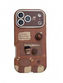 Fashionable 3D Cafe Cookie Window Applicable 17 Phone Case, Compatible With Iphone 14, 16 Pro Max, New 13, 15 Pro, Autumn/Winter, Protective Cover, Niche Ins - Brown - View 2
