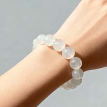 1条奢华透明串珠手链，高透明度可调节弹力设计，百搭女士配饰