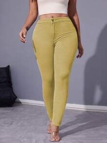 Jkorea Women's Mid Waisted Skinny Jeans Stretchy Slim Fit Denim Pants With Tummy Control And Butt Lifting Effect For Daily Wear - Màu Khaki - Xem 4