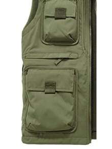 男士休闲双面保暖多口袋背心，秋冬季 - 綠色 - 查看 5