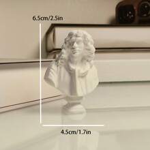 1pc Small Sculpture Decoration, Nordic Character Sculpture Ornaments, David Plaster/Mozart/Beethoven/Moliere/Agrippa/Statue, Artistic Portrait, Creative Living Room Bookshelf Home Decoration - White - View 6