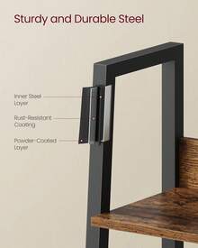 Ladder Shelf, 4-Tier Bookcase For Home Office, Free Standing Storage Shelves For Living Room, Kitchen, Steel Frame, Easy To Assemble, Industrial Rustic Brown And Black - Chocolate Brown - View 2