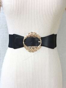 1 curea cu cataramă cu model floral pentru femei, stil vintage, potrivită pentru paltoane, rochii, accesoriu elastic pentru talie, pentru purtare zilnică - Multicolor - Vizualizare 1