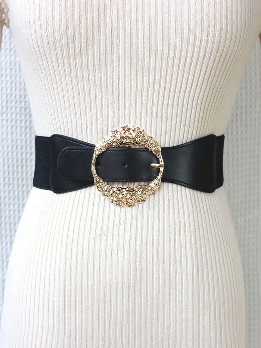 1 curea cu cataramă cu model floral pentru femei, stil vintage, potrivită pentru paltoane, rochii, accesoriu elastic pentru talie, pentru purtare zilnică - Multicolor - Vizualizare 1