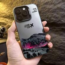 Aurora Forest Compatible With For Iphone 16 Pro Max/15/14 PLUS/13/12/11 Phone Cover, Featuring Plated Buttons, Robust Shockproof Design, Anti-Drop And Anti-Fingerprint Full Protection, Elegant And Chic, Made From Durable, Shock-Resistant PC Material ~IMD Material - Black - Purple Mountain Airplane 596WC,Suitable For IPhone17 Air - 透黑 - 查看 3