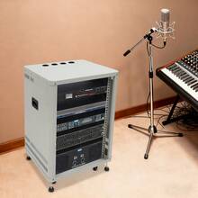 Futchoy 15U Audio Rack, Audio Rack With Feet & Wheels, Rolling Studio Rack Case - Grey - View 4