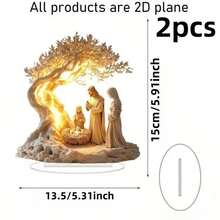 Dwuwymiarowa, płaska, elegancka dekoracja biurka w stylu chrześcijańskim z podstawą – materiał akrylowy, klasyczna tabliczka ekspozycyjna do domu i biura, świetny pomysł na prezent na Boże Narodzenie, Nowy Rok, Święto Dziękczynienia - Wielokolorowe - Zobacz 14