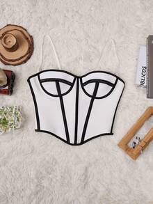 Apperloth A Y2K性感胸衣，女士网眼系带露背设计，可调节肩带，塑形短款文胸，适合锐舞派对、节日、情人节、音乐节、婚礼季及其他夏季场合。 - 彩色 - 查看 6