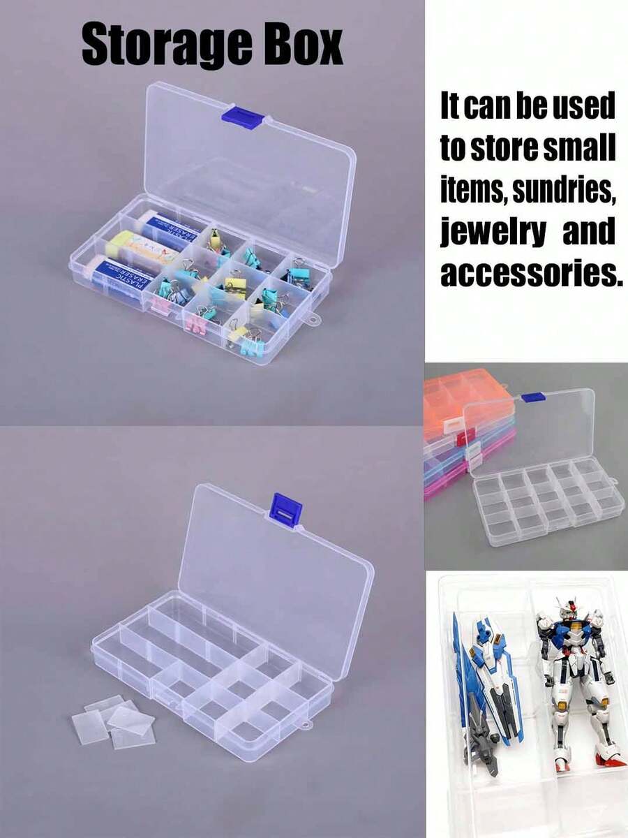 Caixa Organizadora de Joias de Luxo em Plástico Transparente (1 unidade) - Armazene e Exiba Anéis, Colares, Brincos e Acessórios com Fácil Acesso - Recipiente de Armazenamento Transparente com Compartimentos Separados e Design à Prova de Poeira - Multicolorido - Ver 1