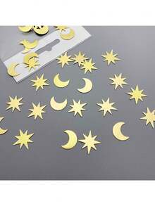 100片月亮和星星形状的派对纸屑，纸质桌面装饰品，适用于各种场合，例如婚礼、生日、周年纪念日、单身派对、伊斯兰节日（斋月、宰牲节）、圣诞节、万圣节、感恩节、新年、父亲节和母亲节。 - 彩色 - 查看 6