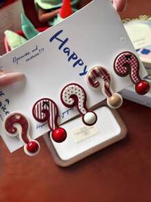 10个装女孩可爱蝴蝶结波点印花侧刘海发夹，时尚配饰