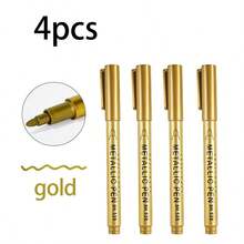 1支/2支/4支装金/银色工艺签名笔、油漆笔、DIY手绘涂鸦笔、签名笔、马克笔，适用于玻璃瓶、酒杯、婚礼签名、木材、金属及各种材质。