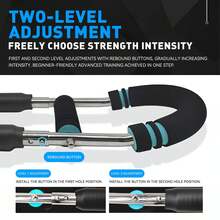 Arm Trainer , 60-110lb Adjustable Chest Exercise Equipment, Men's Arm Strength Trainer, Portable Spring Resistance Power Bar, For Home Workout Equipment Hand Grip Strengthener Non-Slip Grip Gym Stuff Essential For Halloween - Mint Blue - View 4