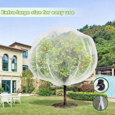 高密度HDPE防鸟防虫网，带拉链封口，耐用植物保护罩，适用于庭院、阳台、温室、果园，保护水果和蔬菜，多功能园艺配件，防止松鼠和蝉。