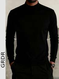 GRDR Men's Casual Half-Turtleneck Long Sleeve T-Shirt, Suitable For Daily Wear And Casual Commute