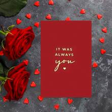 1pc Elegant Red Greeting Card With "Always You" Golden Lettering - Perfect For Valentine's Day, Birthdays, Anniversaries, Weddings, And More - Ideal Gift For Wives, Husbands, Girlfriends, Boyfriends, Wedding Card | Elegant Card Design - Multicolor - View 6