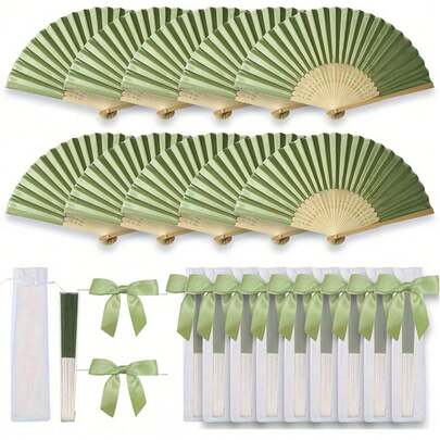 3-30pcs Elegant Folding Hand Fan Set, Includes Bow Tie And Gift Bag. These Bamboo Hand Fans Are Perfect For Bridal, Bridesmaid Gifts And Wedding Decorations. They Are Also Suitable For Parties, Events And Summer Accessories.