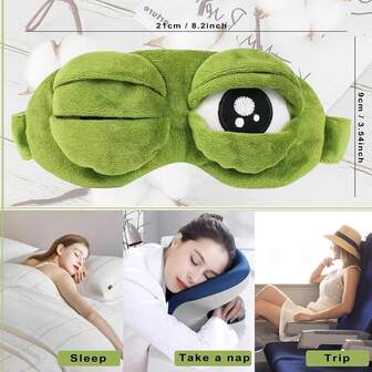 Frog Sleep Eye Mask, Cute Eyes And Mouth Design, Adorable Frog Sleep Eye Mask For Eye Protection During Lunch Break Power Outage Sleep Eye Mask, Soft And Comfortable Eye Mask, Travel Essential - Soft And Comfortable, Ergonomic Eye Mask Suitable For Travel, Short Rest, And Before Going To Bed