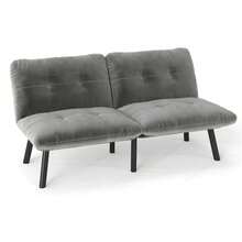 Graues, Klappbares Modern-Sofa-Bett – 2-Sitzer Futon-Couch Mit Schlaffunktion, Platzsparendes Gästebett - Gray + Foam + Iron + Metal + Velvet + Foam - View 6