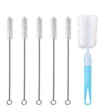1 Set Stainless Steel Bendable Bottle Brush, Cup Lid Nipple Brush, Water Bottle Spout Brush, Soft Bristle Straw Brush, Funnel + Cleaning Brush + Pen - Multicolor - View 12
