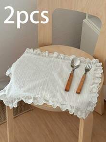 1 pieza/2 piezas/6 piezas Posavasos de encaje creativos, diseño de lunares de jacquard blanco, posavasos de decoración de nicho - Multicolor - Ver 10