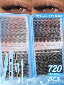 Bộ mi giả lông chồn D-Curl 720/666/648 sợi, bao gồm keo, chất làm kín, nhíp, cọ mi, dễ dàng tự làm cho người mới bắt đầu, tạo vẻ mềm mại tự nhiên, mi dày dặn, mềm mại và có thể tái sử dụng, tiện lợi, phù hợp với mọi kiểu trang điểm mắt. - Nhiều màu - Xem 17