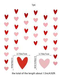 1 Vòng hoa trái tim màu đỏ và hồng - Trang trí ngày lễ tình nhân, Biểu ngữ trái tim treo lãng mạn bằng giấy dùng để trang trí ngày lễ tình nhân - Dùng cho tiệc tùng, đám cưới, đính hôn và trang trí nhà cửa - Nhiều màu - Xem 3